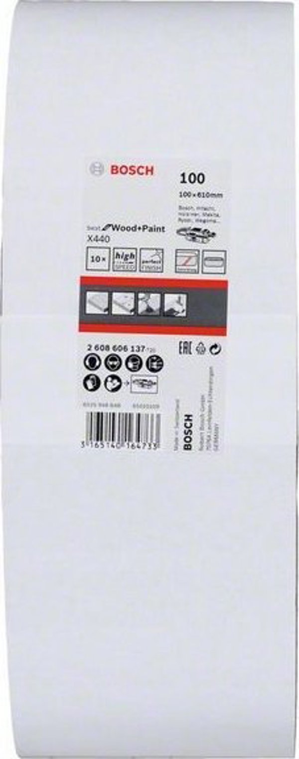 Bosch Best for Wood and Paint X440 - Schleifgürtel - für Holz, Farbe, Lack - 10 Stücke - Körnung: 80 - 75 mm x 533 mm