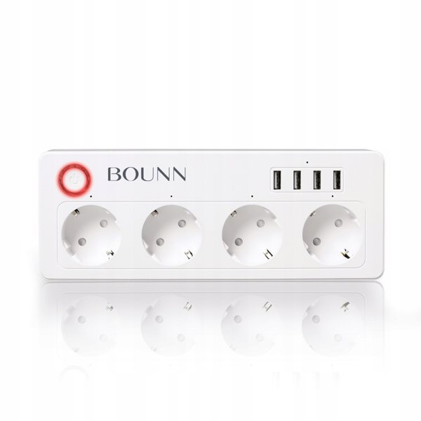 Bounn Inteligentny przedÅuÅ¼acz z WiFi 4xEU + 4x USB