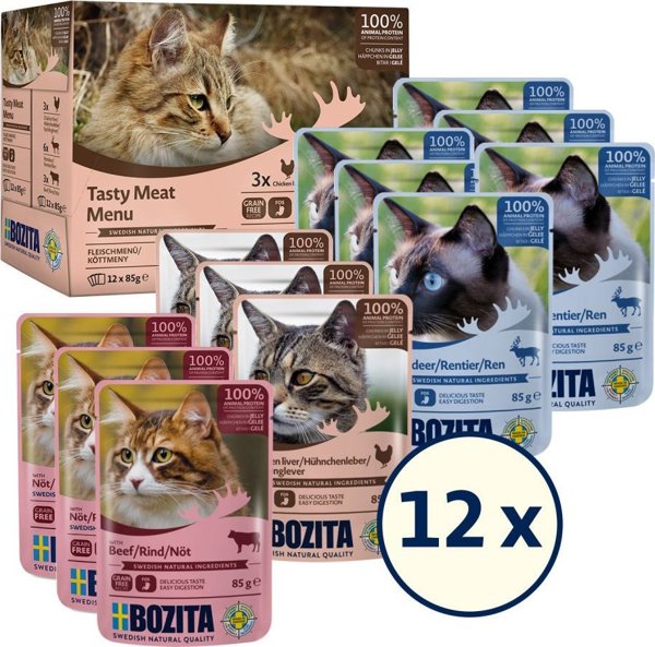 Bozita Υγρή Τροφή Γάτας σε Ζελέ, Πολυσυσκευασία 12x85g