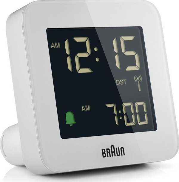 Braun BC09-DCF Ψηφιακό Ξυπνητήρι Ραδιοελεγχόμενο με Οθόνη LCD, Λευκό, 75.5x45x75.5mm