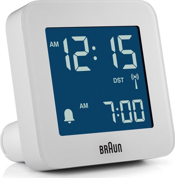 Braun BC09-DCF Ψηφιακό Ξυπνητήρι Ραδιοελεγχόμενο με Οθόνη LCD, Λευκό, 75.5x45x75.5mm