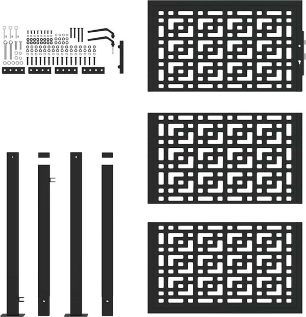 Μαύρη Κήπου Πύλη 105x155 cm Με Σταυρωτό Σχέδιο από Χάλυβα
