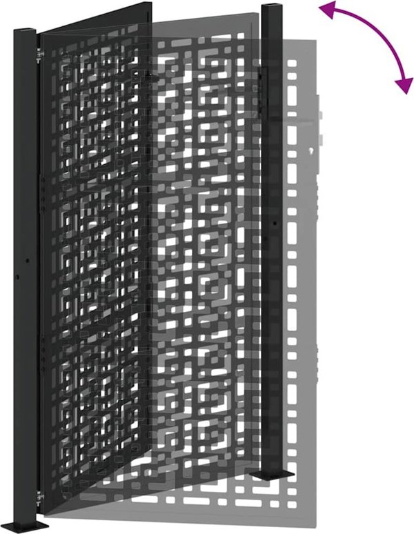 Μαύρη Κήπου Πύλη 105x155 cm Με Σταυρωτό Σχέδιο από Χάλυβα