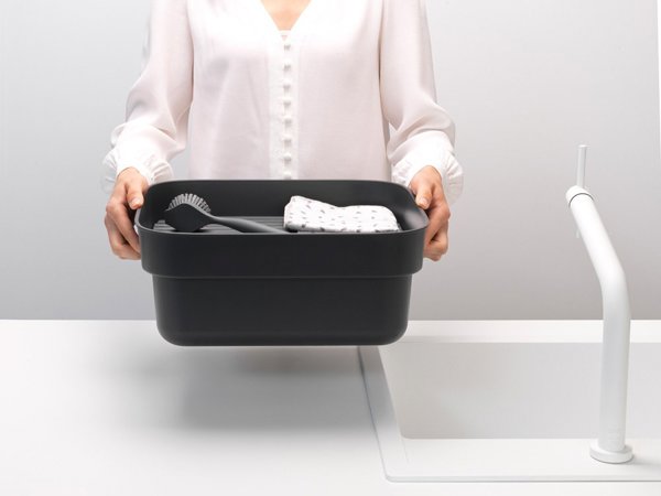Brabantia Δοχείο Πλύσης Πιάτων SinkSide με Στραγγιστήρι, Σκούρο Γκρι, 302664