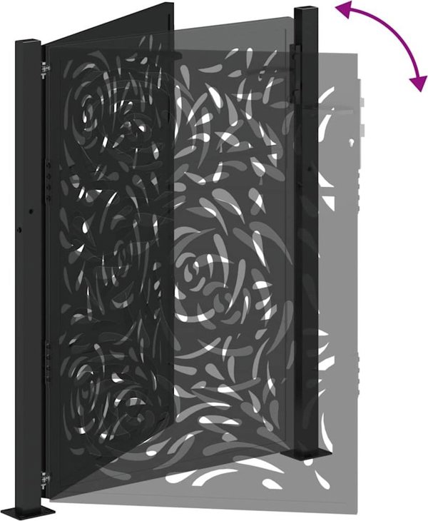 Πύλη κήπου μαύρη 105x130 cm ατσάλι με σχέδιο φλόγας