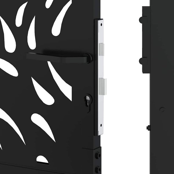 Πύλη κήπου μαύρη 105x130 cm ατσάλι με σχέδιο φλόγας