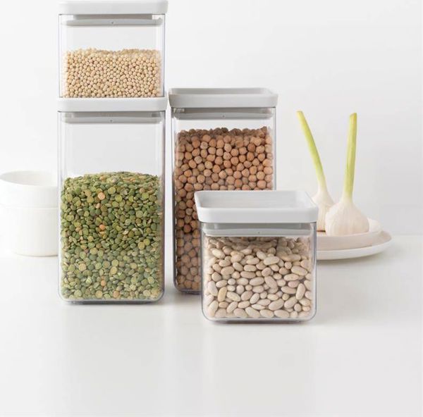 Brabantia Tasty+ Σετ 4 Γυάλινα Δοχεία Φαγητού Γκρι 122569