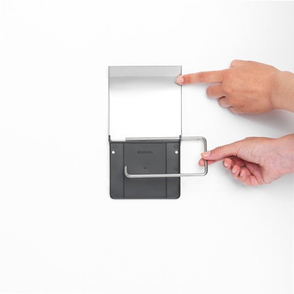 Brabantia Θήκη Για Εφεδρικό Χαρτί Υγείας Με Βεντούζα, Ασημί