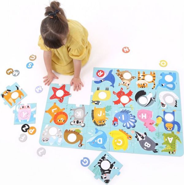Bright Junior Media Εκπαιδευτικό Παζλ Αλφάβητο με Ζώα, 48 Τεμάχια, Μεγάλα Κομμάτια