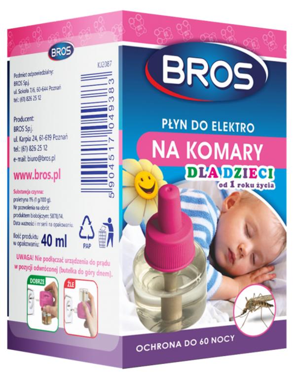 Bros plyn do elektro na komary dla dzieci od 1 roku zycia do 60 nocy 1 szt.