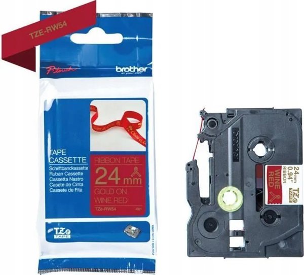 Brother TZE-RW54, PT-P900W, PT-H500, PT-P750W, PT-P950NW, PT-D600VP, PT-D800W, Gold, Thermal transfer, Red, Brother, 2.4 cm