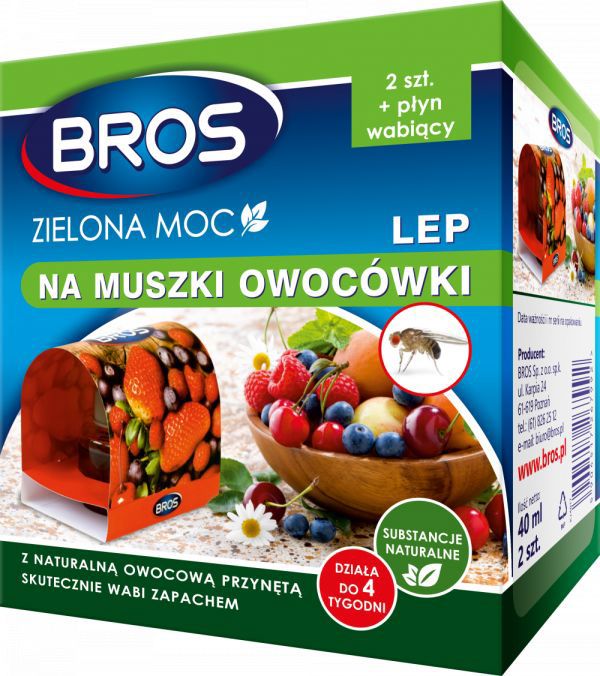 Bros Zielona Moc Εντομοπαγίδα για Μύγες Φρούτων 2 τεμ.