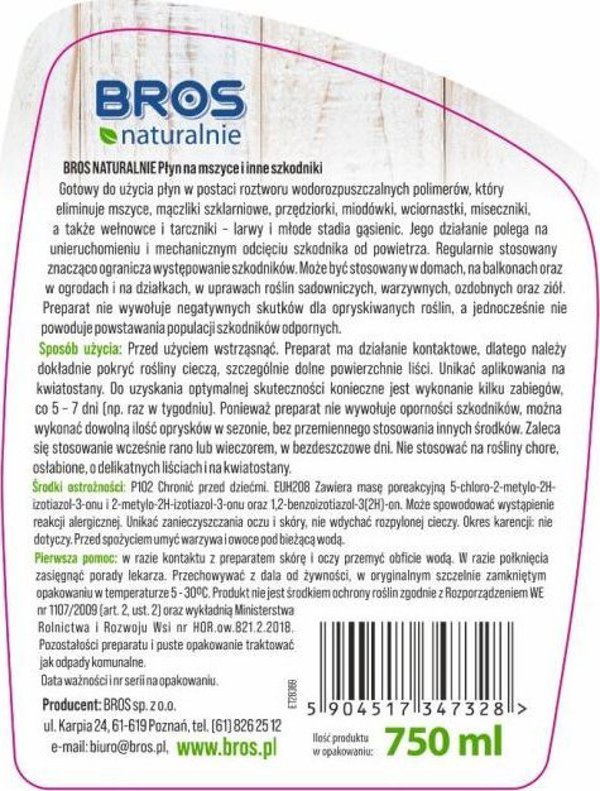 Bros Plyn na mszyce i inne szkodniki BROS Naturalnie 750ml