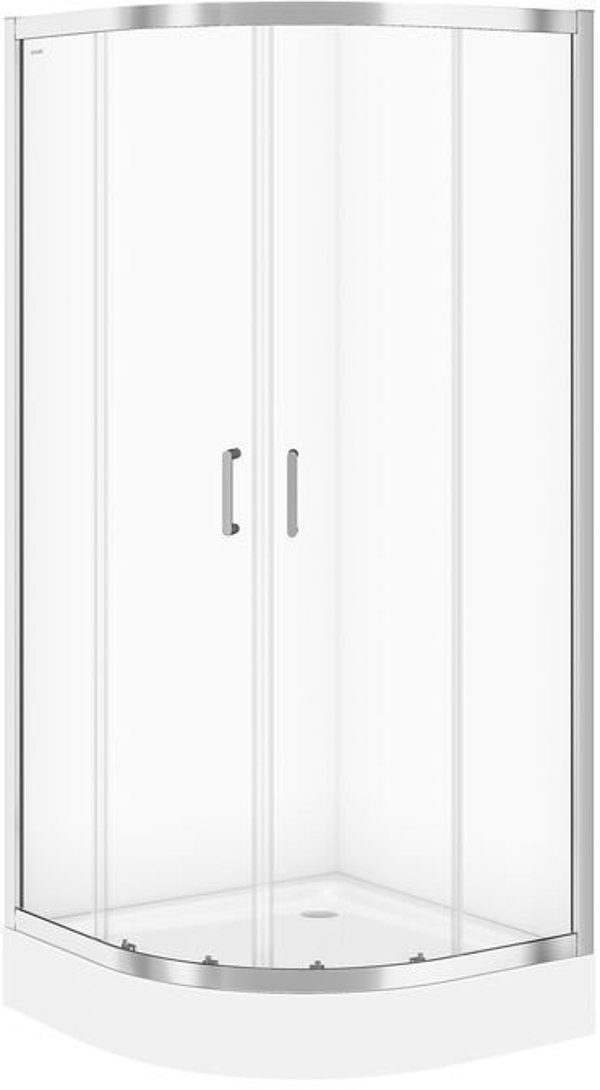 Καμπίνα Ντουζιέρας Cersanit Zip S601-110 Στρογγυλή 90x190cm με Διάφανο Γυαλί & Ντουζιέρα Tako 90x16cm (Set)