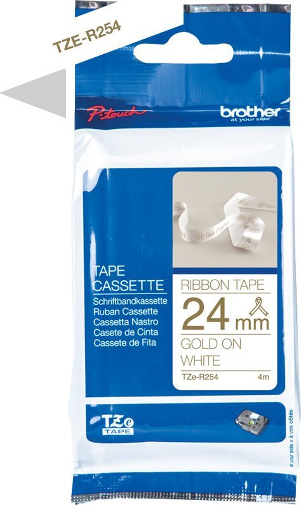BROTHER P-Touch 24mm pink/gold ribbon tape