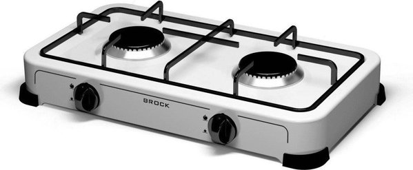 Brock GS002W Φορητή Κουζίνα Αερίου Δύο Εστιών, Λευκή