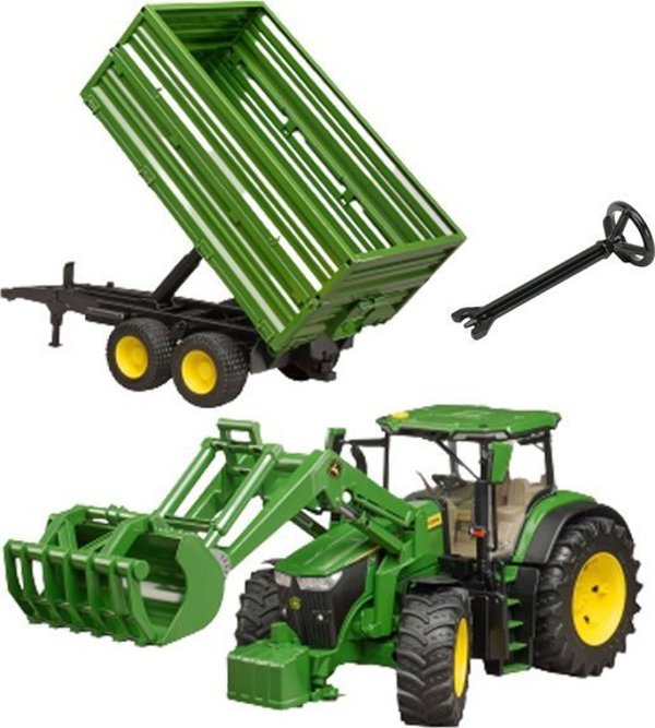Bruder Τρακτέρ John Deere 7R 350 με Φορτωτή και Ρυμουλκούμενο, Παιχνίδι Υψηλής Ποιότητας