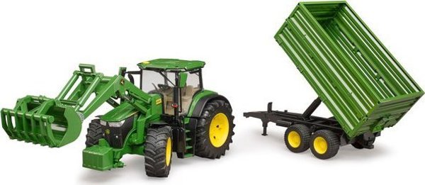 Bruder Τρακτέρ John Deere 7R 350 με Φορτωτή και Ρυμουλκούμενο, Παιχνίδι Υψηλής Ποιότητας