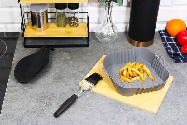 Brunbeste Σιλικόνη ένθετο για φριτέζα αέρα AIR FRYER γκρι τετράγωνο, φόρμα ψησίματος BB-3374