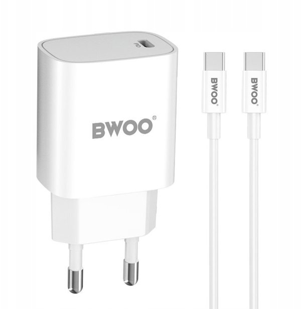 BWOO 20W wall charger CDA159 with cable USB-C to USB-C 6933654812931