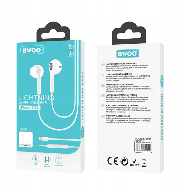 BWOO wired earphones BO-HF10 lightning stereo white 6933654802420