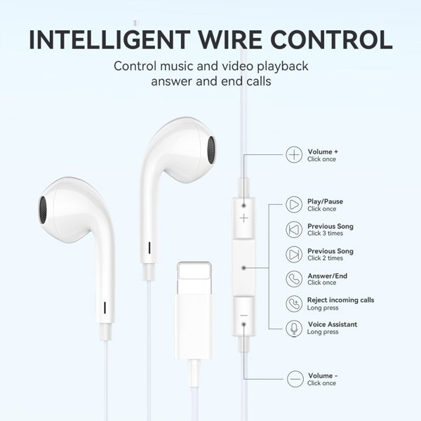 BWOO wired earphones BO-HF10 lightning stereo white 6933654802420