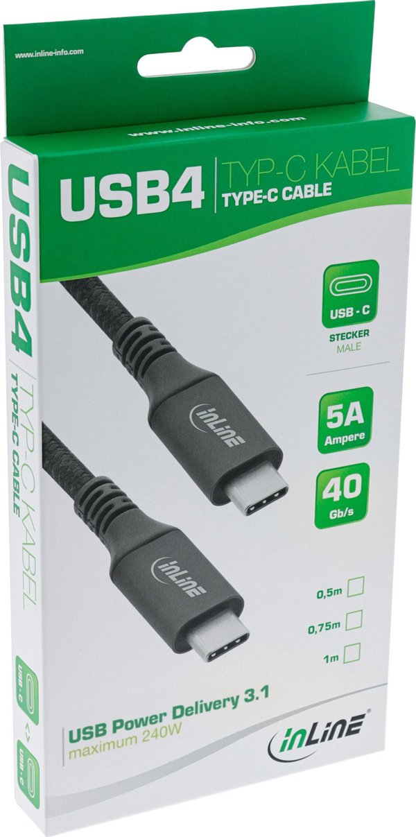 Καλώδιο C2G InLine USB4, USB-C σε USB-C, 8K 60Hz, 2m, Μαύρο