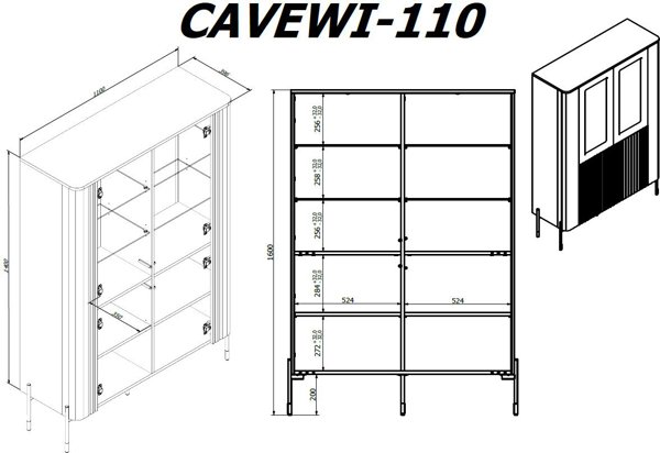 Βιτρίνα Cama VERA 110x40x160 κασμίρ ματ