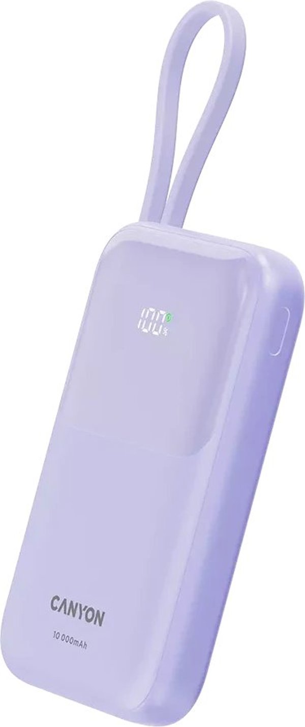 CANYON power bank OnPower 101 z kablem 10000 mAh PD22.5W Fioletowy