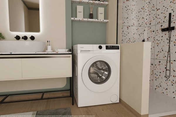 Candy Skalbimo mašina | GD 48S6-S | Energy efficiency class A | Front loading | Skalbimo talpa 8kg | 1400 RPM | Gylis 53 cm | Plotis 60 cm | Ekranas | LED | Steam function | Baltas