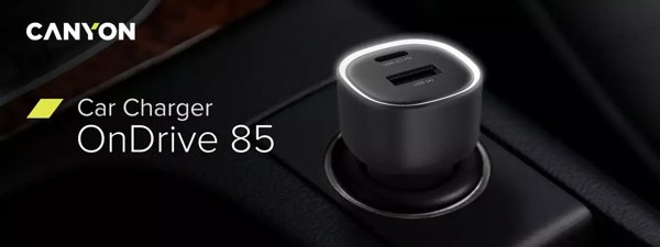 Canyon OnDrive 85  USB-A  USB-C  83 W  melna - Auto ladetajs CNE-CCABR8AC (5291485019662)