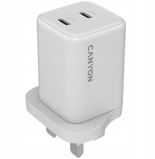 Canyon φορτιστής δικτύου CU65ACC GaN 65W 2xPD 1xQC UK λευκός