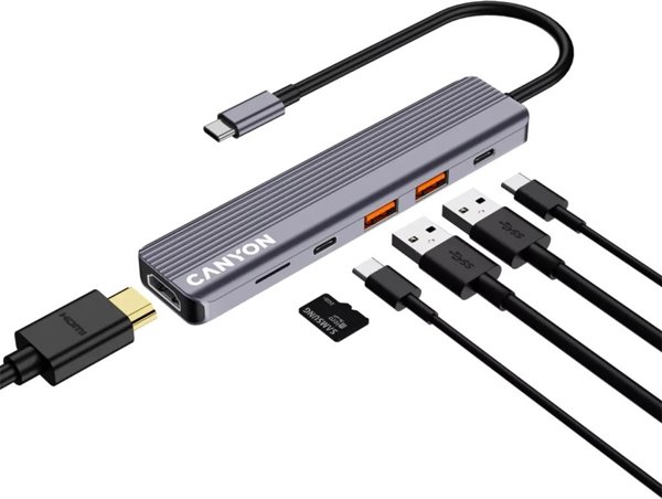 Canyon DS-17 Docking Station USB Type-C 10000 Mbps Γκρι