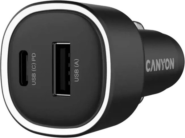 Canyon OnDrive 48  USB-A  USB-C  48 W  melna - Auto ladetajs CNE-CCABR3AC (5291485019648)