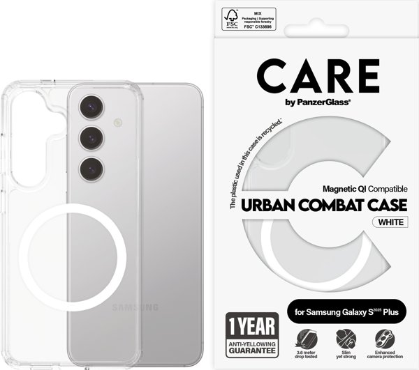 Θήκη CARE Flagship Clear με λευκό QI Galaxy S25 Plus