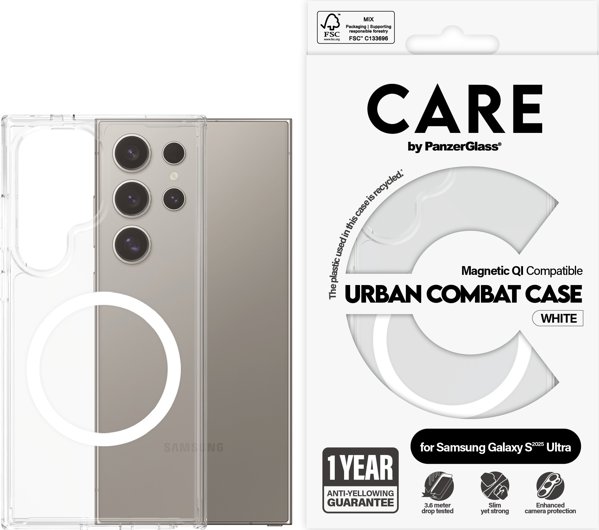 Θήκη CARE Flagship Clear με λευκό QI Galaxy S25 Ultra
