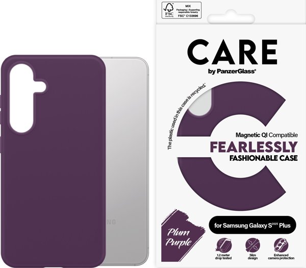 Θήκη CARE Fashionable Δαμασκηνί Μωβ με QI Galaxy S25 Plus