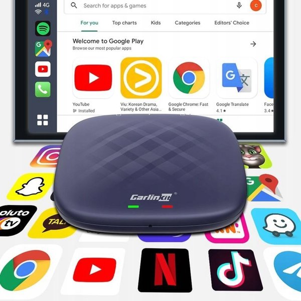 Carlinkit Ασύρματος Προσαρμογέας AI Box με Android 13 8GB+128GB Μπλε