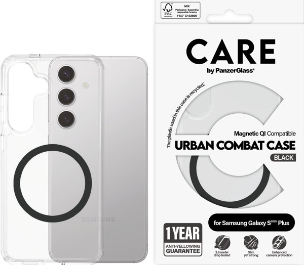 Θήκη CARE Flagship Διαφανής/Μαύρη Συμβατή με QI για Galaxy S25 Plus