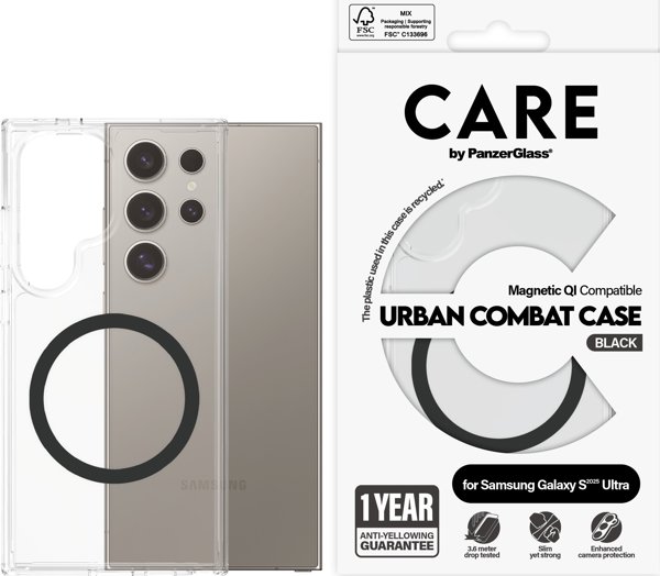 Θήκη CARE by PanzerGlass Flagship Urban Combat QI για το Samsung Galaxy S25 Ultra Clear-Black