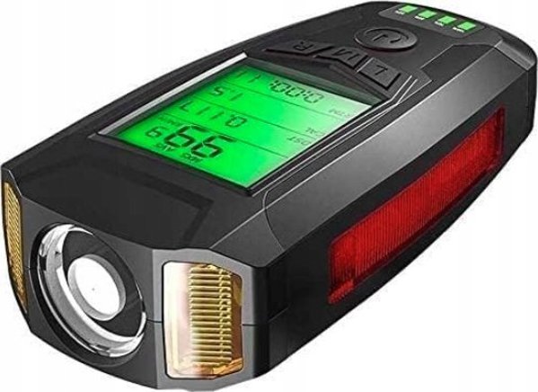 Carruzzo L8R Λάμπα Ποδηλάτου με Οθόνη LCD και Κόρνα 2 σε 1