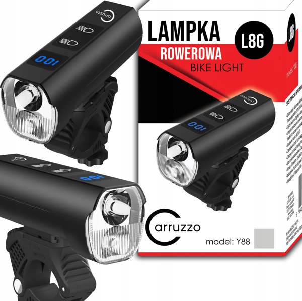 Carruzzo L8R Λάμπα Ποδηλάτου με Οθόνη LCD και Κόρνα 2 σε 1