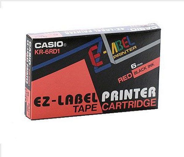 Casio Tasna XR-6RD1, czarny druk/czerwony podklad, nielaminowany, 8m, 6mm