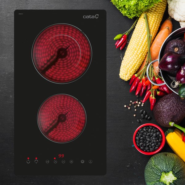 CATA Hob | TD 3002 BK | Vitroceramic | Number of burners/cooking zones 2 | Touch | Timer | Juodas