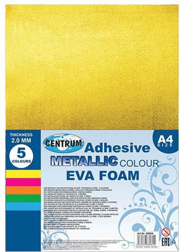 Centrum Αυτοκόλλητο Φύλλο Αφρού EVA A4, 10 Μεταλλικά Χρώματα, 88084
