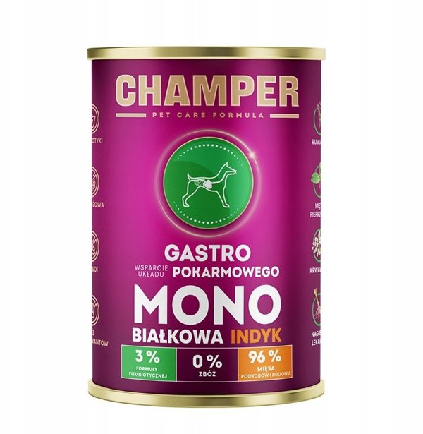 CHAMPER GASTRO MONOBIALKOWA indyk mokra karma dla psa 400g