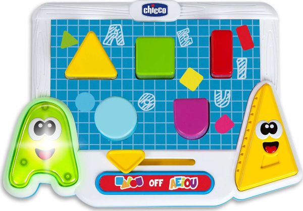 Chicco Διαδραστικό Παιχνίδι Χρωματιστά Φωνήεντα και Σχήματα, Εκπαιδευτικό Παιχνίδι Γλώσσας και Ανάγνωσης για Παιδιά