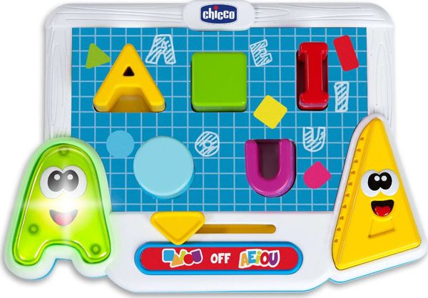 Chicco Διαδραστικό Παιχνίδι Χρωματιστά Φωνήεντα και Σχήματα, Εκπαιδευτικό Παιχνίδι Γλώσσας και Ανάγνωσης για Παιδιά