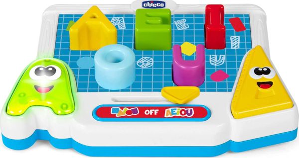 Chicco Διαδραστικό Παιχνίδι Χρωματιστά Φωνήεντα και Σχήματα, Εκπαιδευτικό Παιχνίδι Γλώσσας και Ανάγνωσης για Παιδιά
