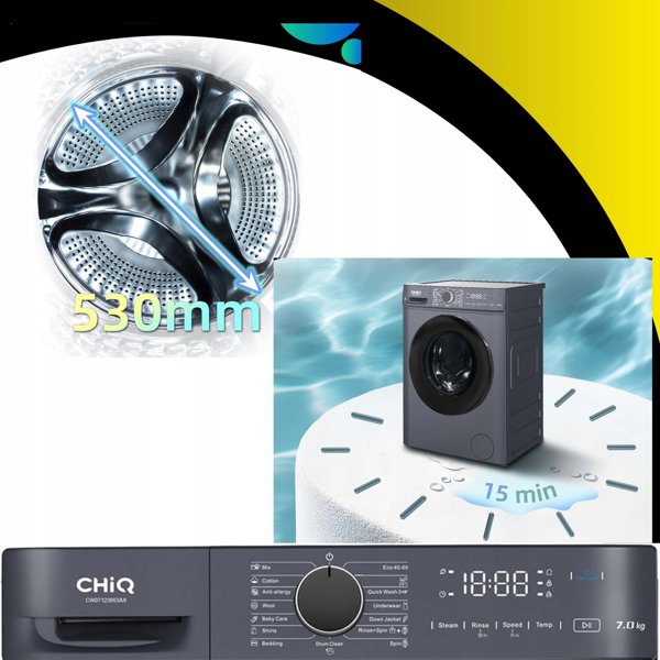 CHiQ Parní pračka 7 kg CHiQ CW07123863AX Steam Space Pro + 12 let záruka na motor